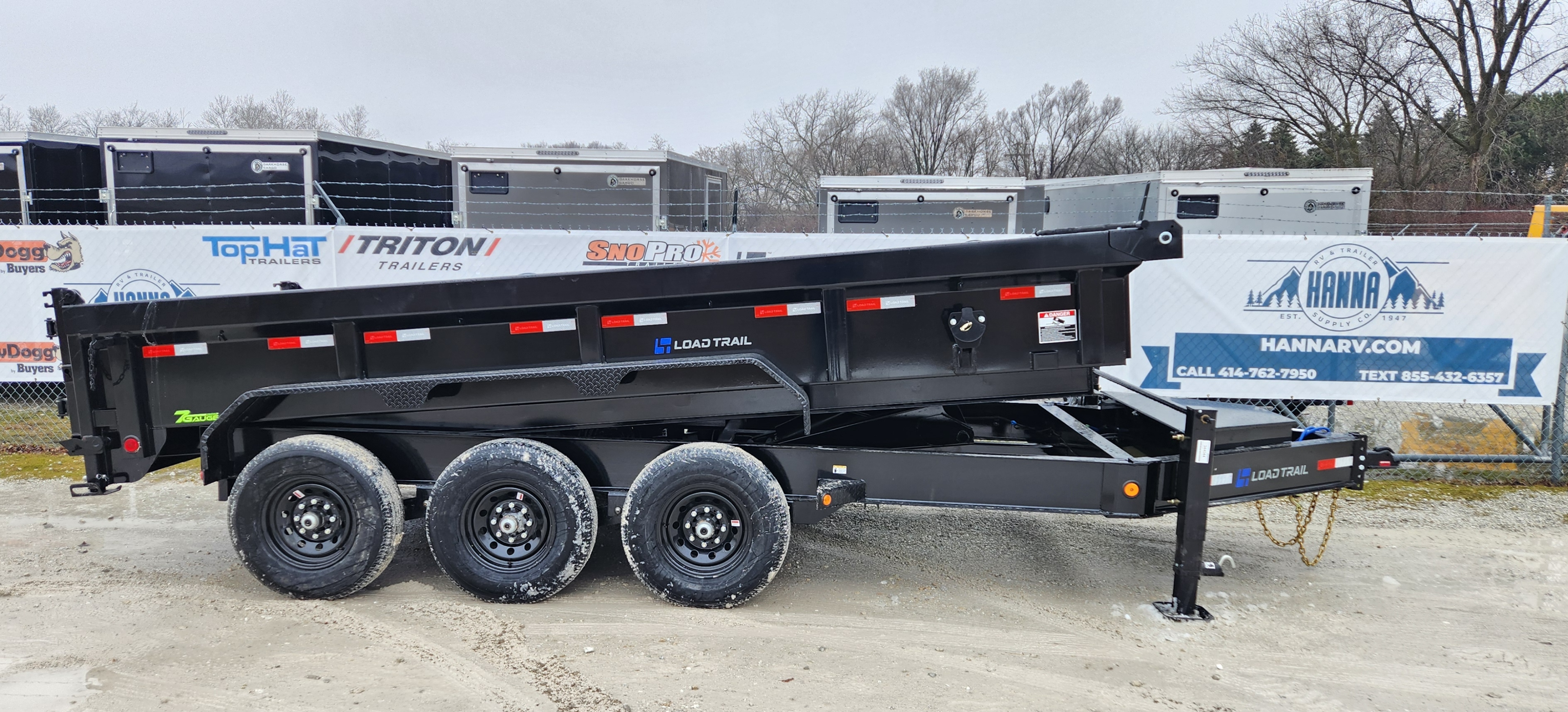 Load Trail 83 X 16 Triple Axle 21,000 Lb Low Profile Dump Trailer with Scissor Lift with 30" Max Step and 7 Gauge Floor